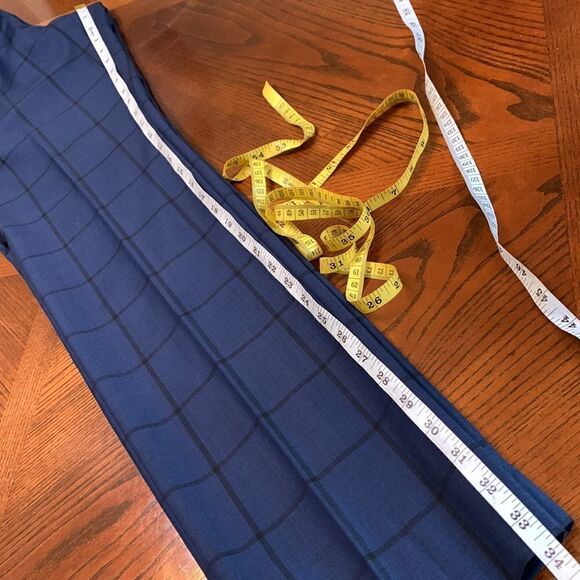 SUPER 150’s wool dress pants window pane black/navy superfine Australian wool - Picture 10 of 11